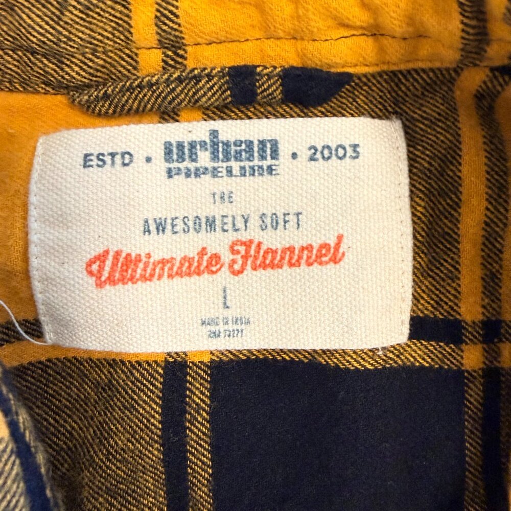 Urban Pipeline Boys Yellow Flannel Shirt Long sleeve button Size Big Boy L 14-16 - Picture 3 of 8